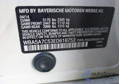 2014 BMW 528 Xi z USA, uszkodzony, nr VIN WBA5A7C53ED618753